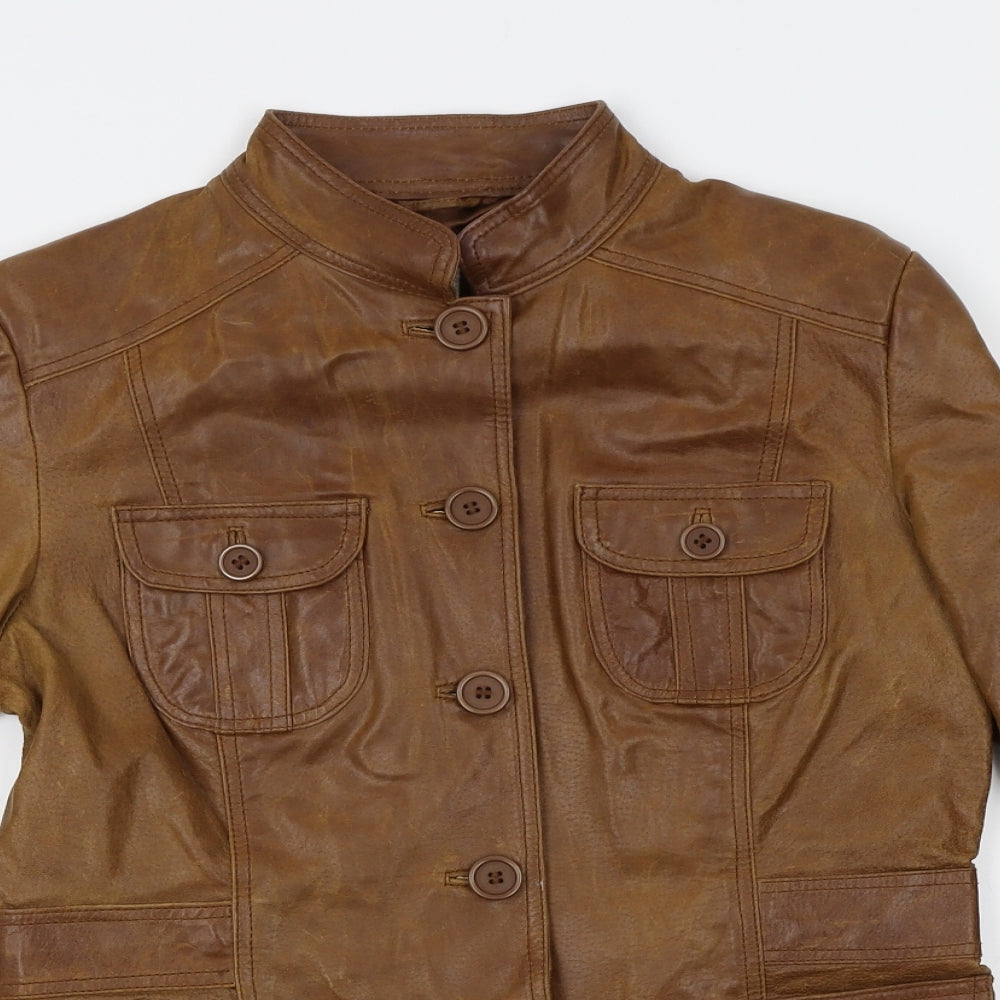 New Look Womens Brown   Biker Jacket Size 12  - leather look