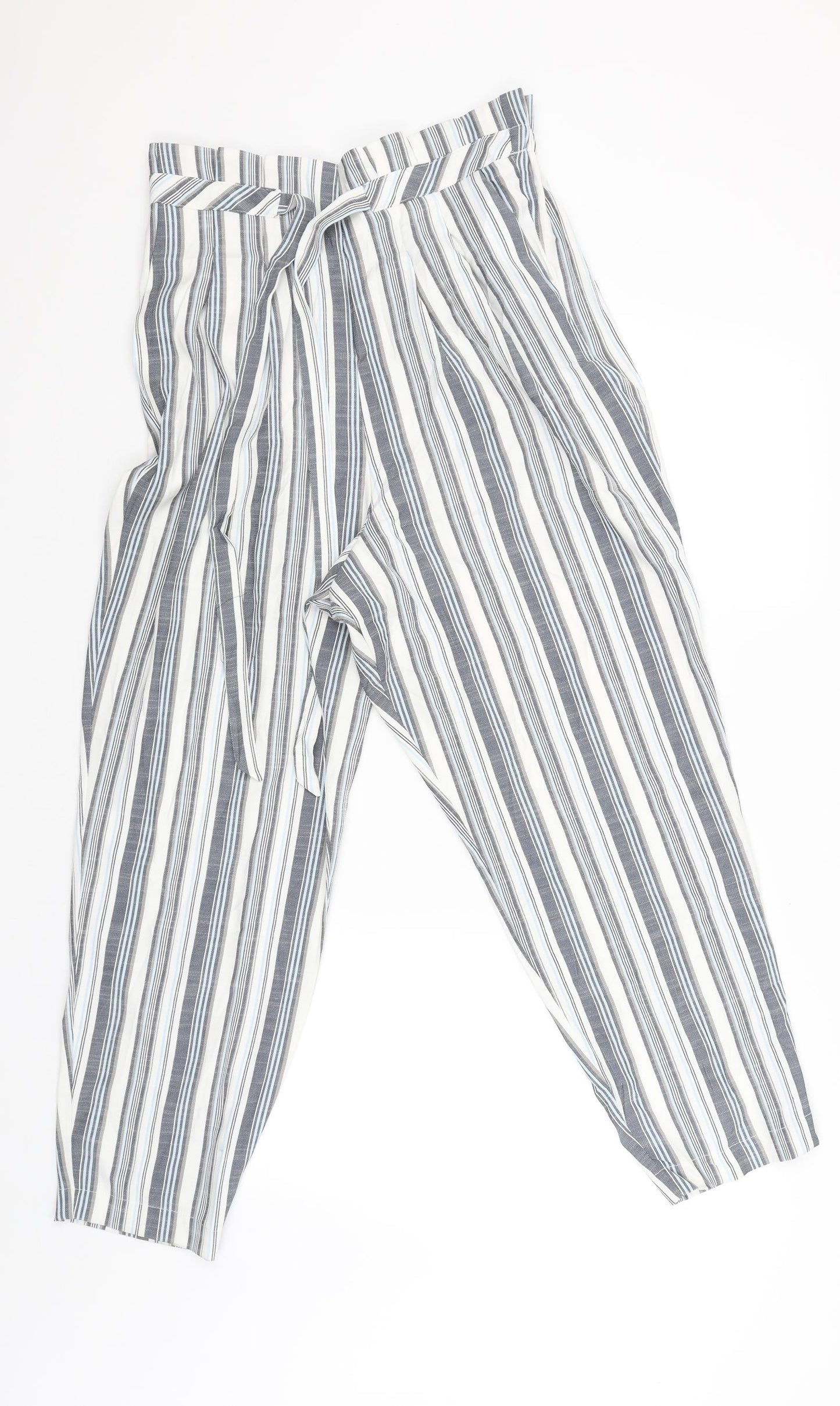 TU Womens Blue Striped  Capri Trousers Size 18 L26 in