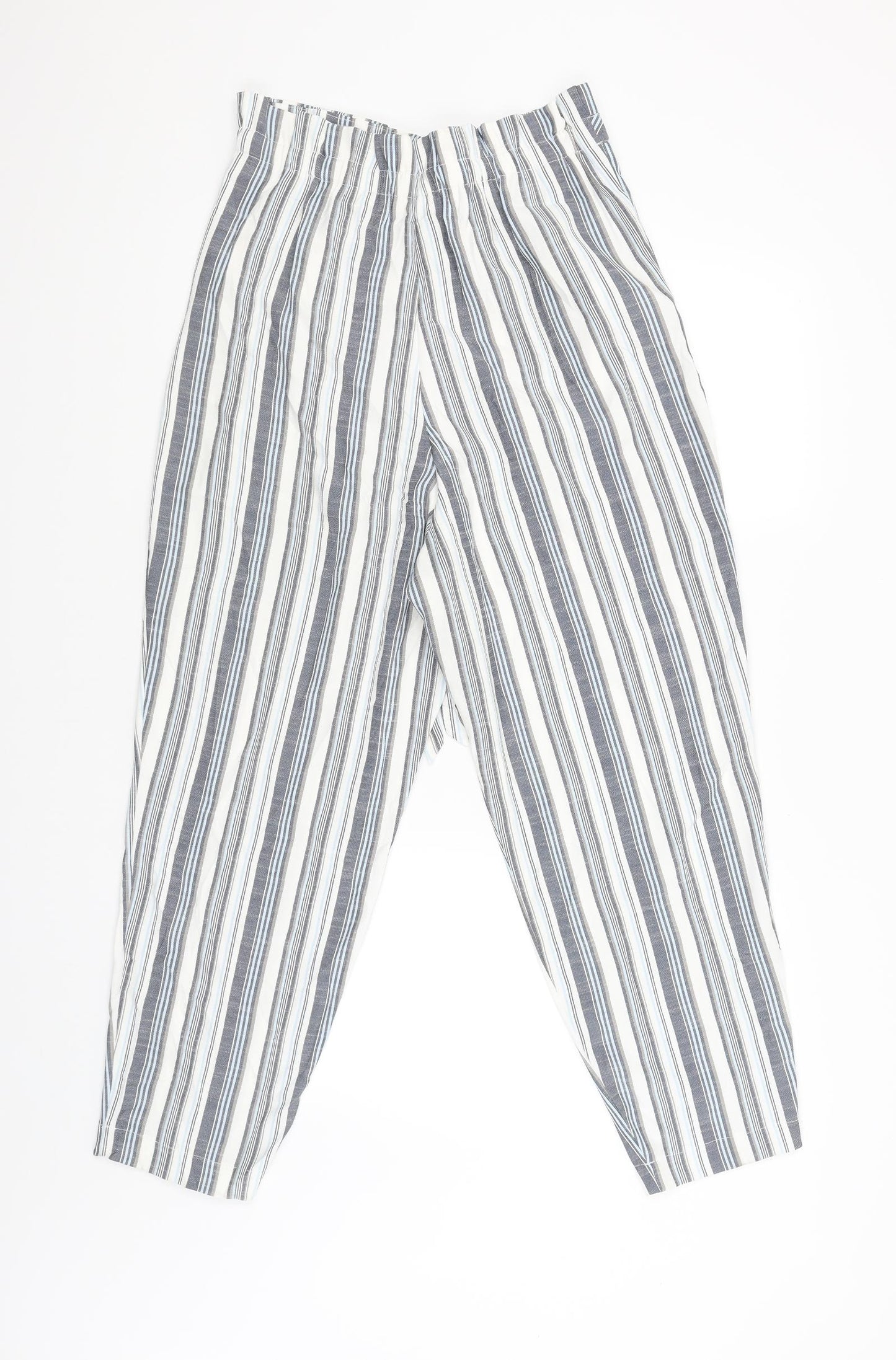 TU Womens Blue Striped  Capri Trousers Size 18 L26 in
