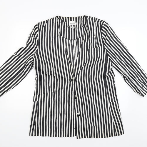 Leslie Fay Womens Black Striped  Basic Button-Up Size 44  - Size 46