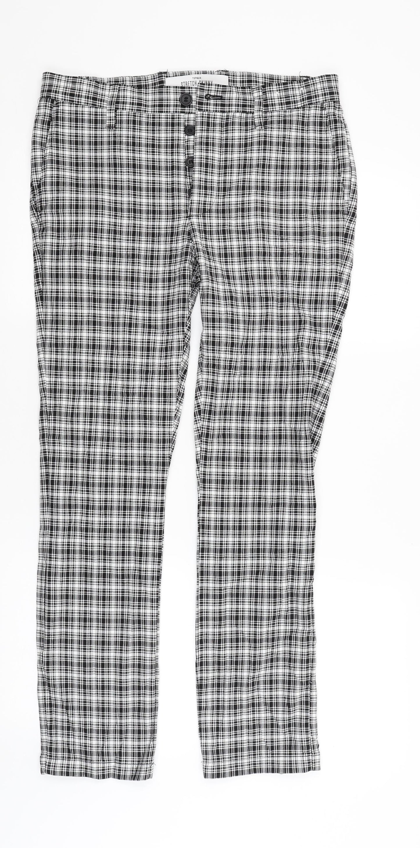 Topman Mens White Check  Carpenter Trousers Size 30 L29 in