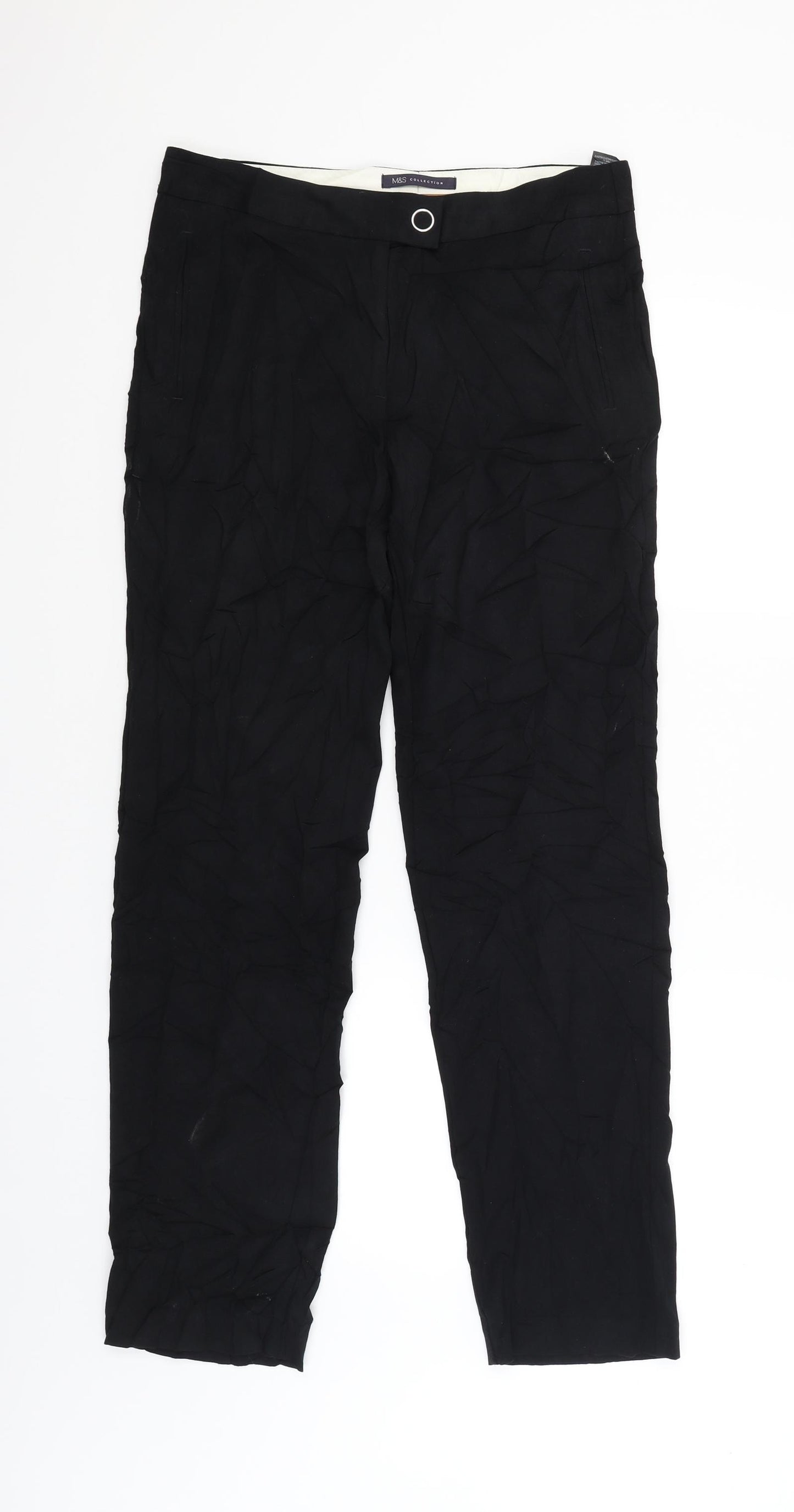 M&S Womens Black   Trousers  Size 10 L28 in
