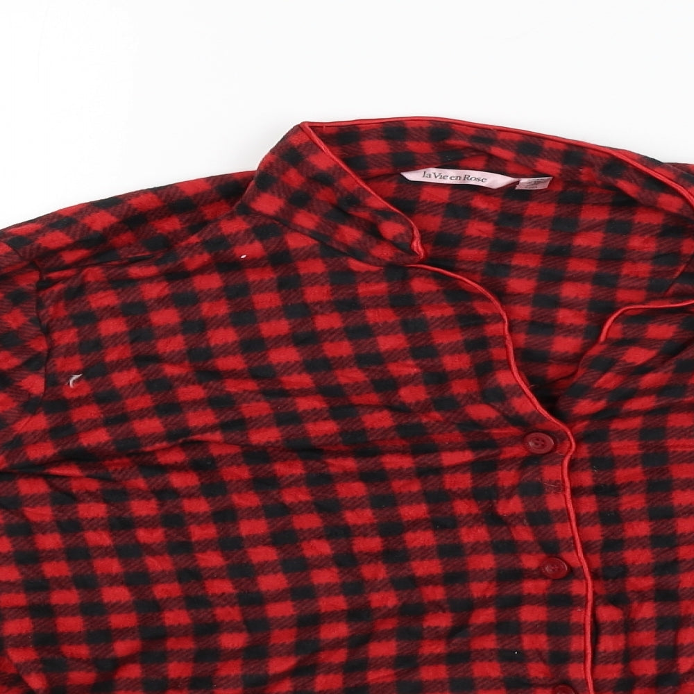 la vie en rose Mens Red Check   Button-Up Size L