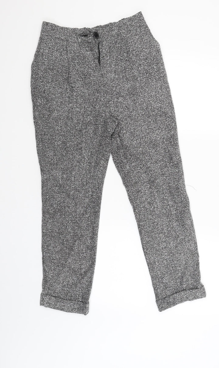 NEXT Womens Black Striped  Capri Trousers Size 6 L25 in