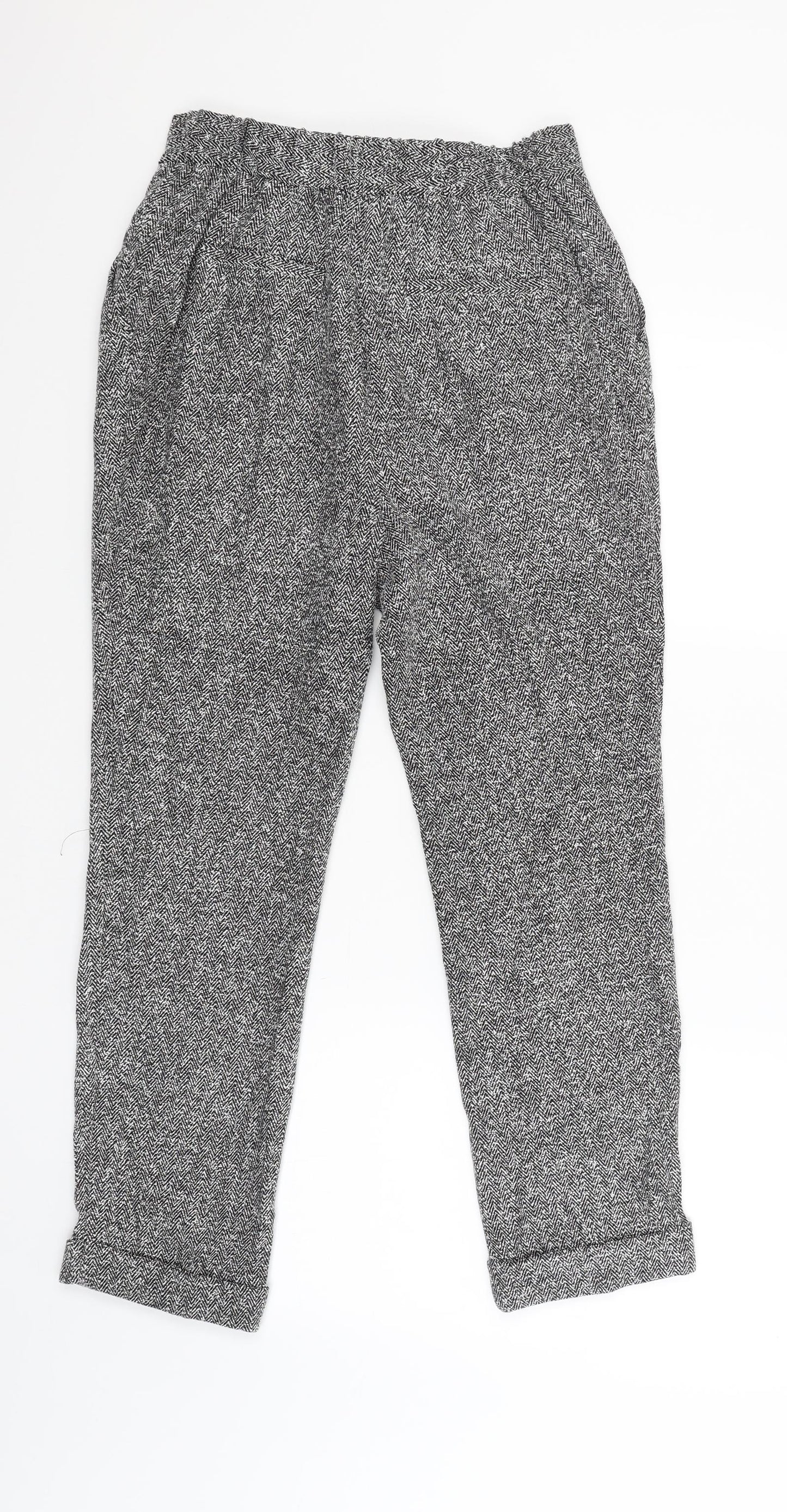 NEXT Womens Black Striped  Capri Trousers Size 6 L25 in
