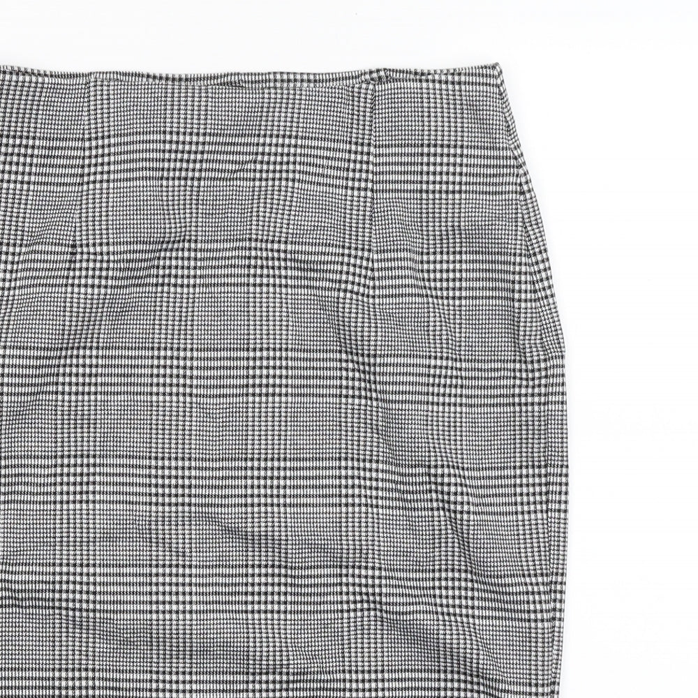 M&S Womens Black Check  Straight & Pencil Skirt Size 10