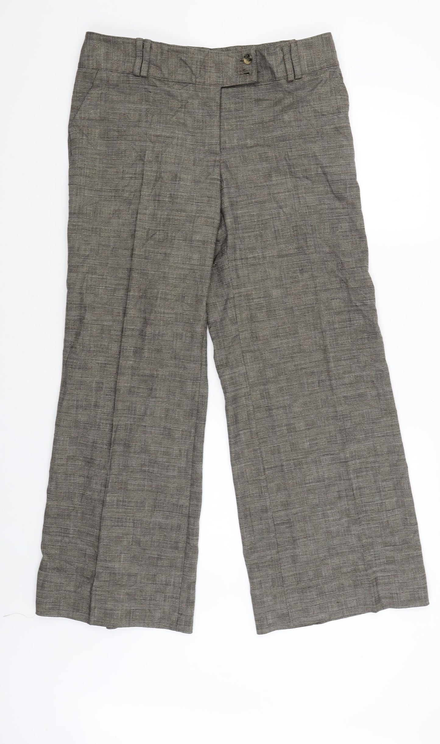 Marks and Spencer Womens Gold Check  Carpenter Trousers Size 14 L29 in