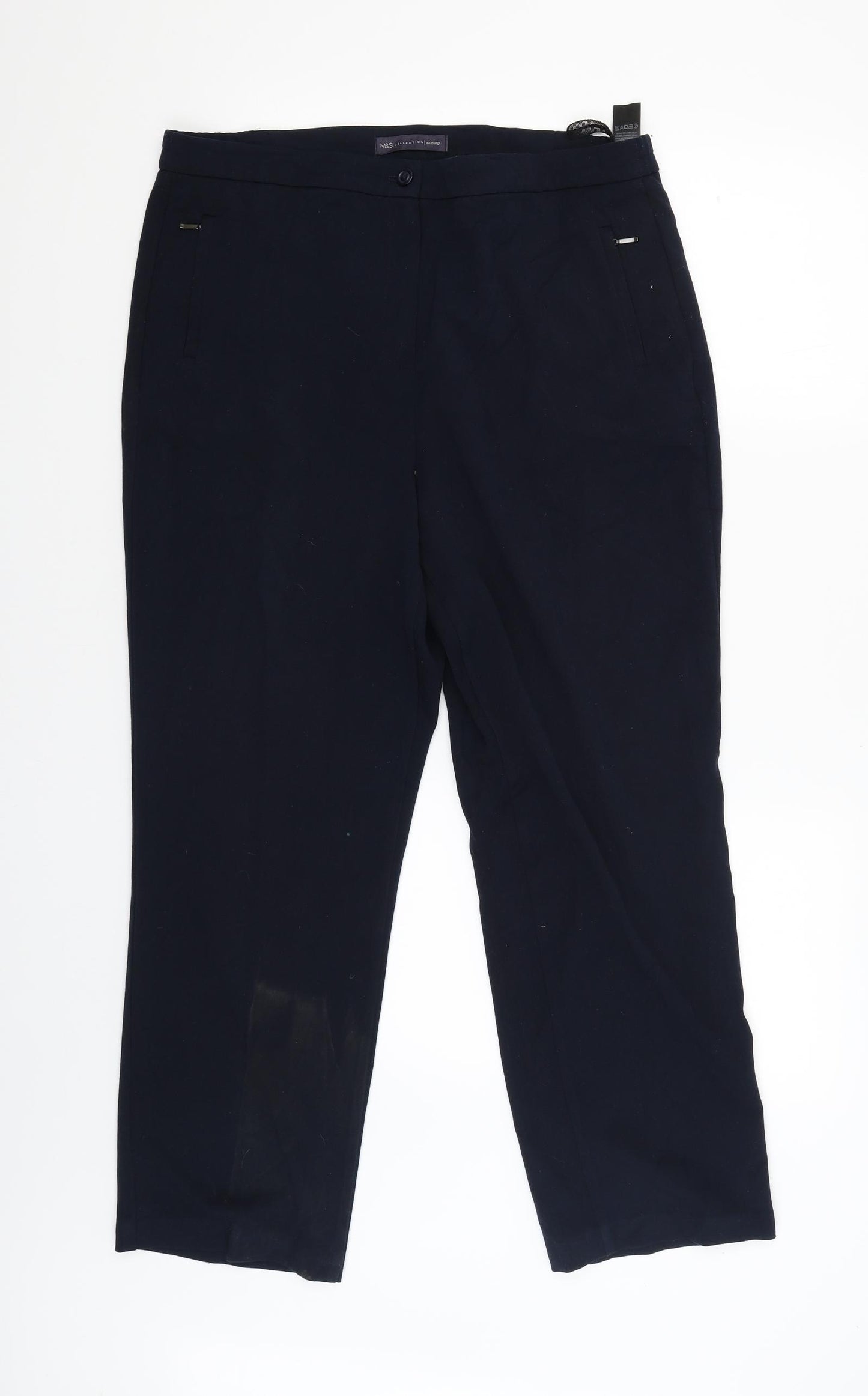 M&S Womens Blue   Capri Trousers Size 14 L26 in