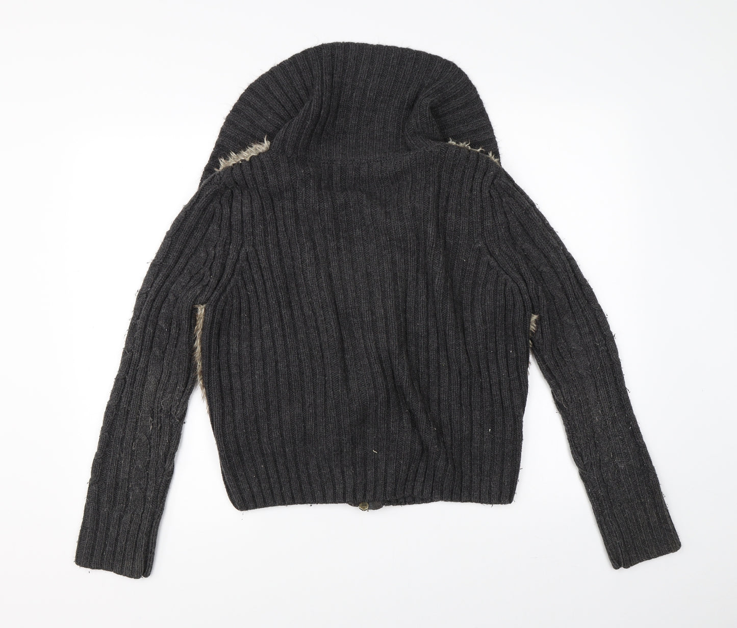 George Womens Grey  Knit Full Zip Jumper Size 14