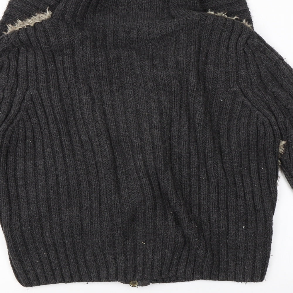 George Womens Grey  Knit Full Zip Jumper Size 14