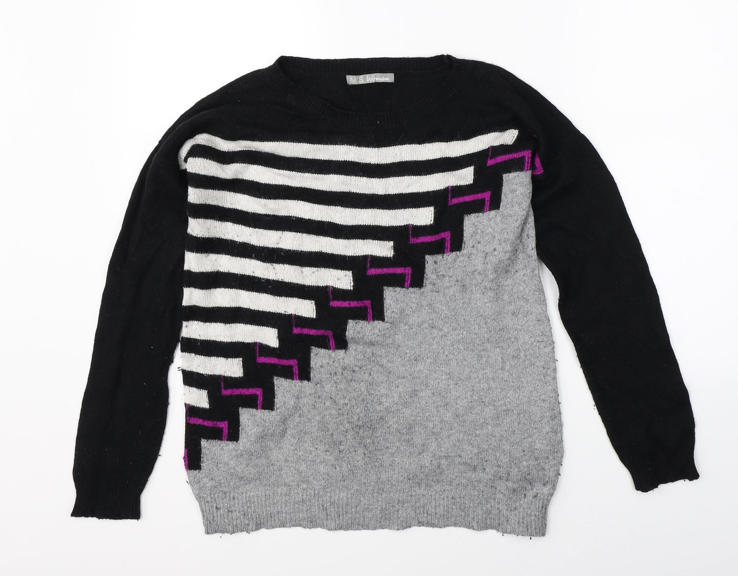 Marks & Spencer Womens Multicoloured Striped  Pullover Jumper Size 12