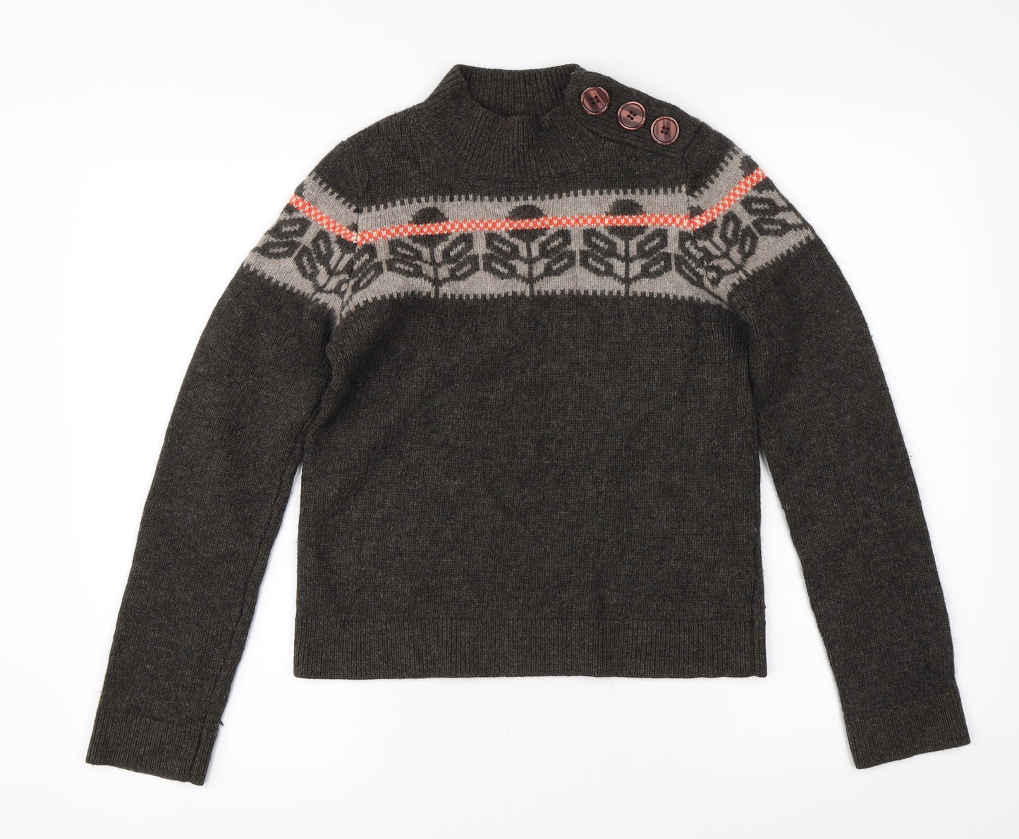Orla Kiely Womens Brown Floral Knit Pullover Jumper One Size