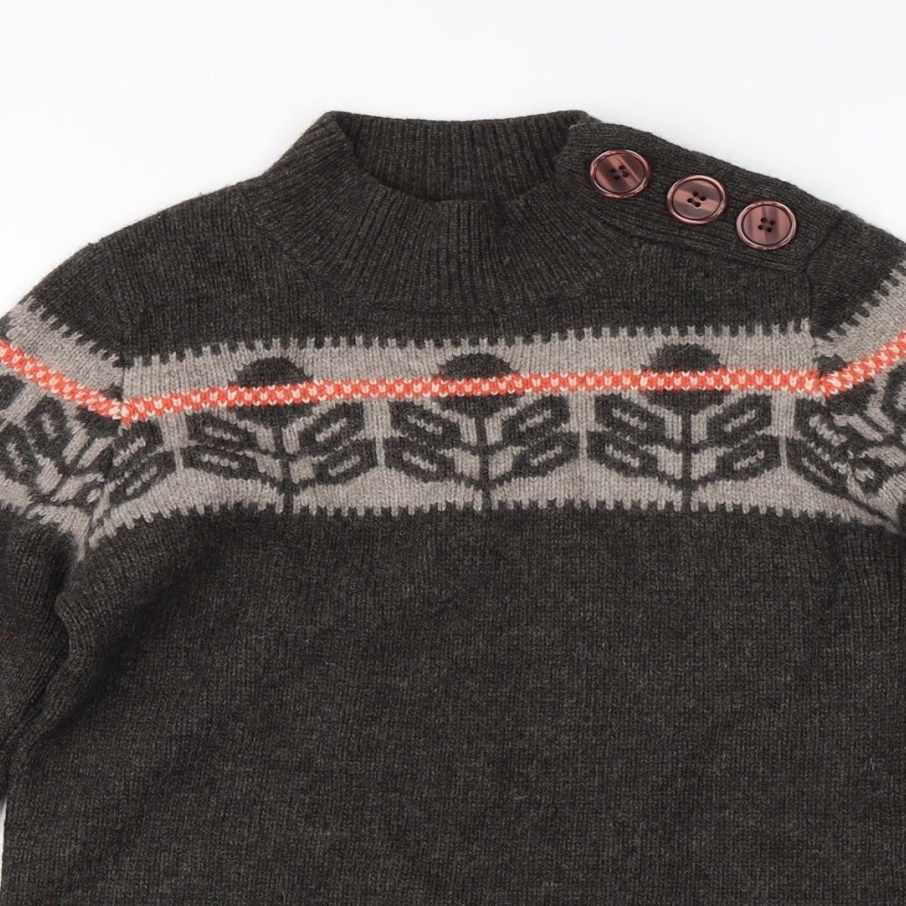 Orla Kiely Womens Brown Floral Knit Pullover Jumper One Size