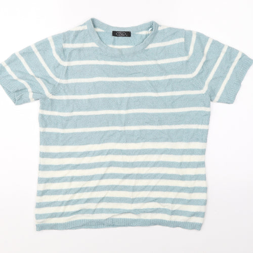 BM Womens Blue Striped  Basic Blouse Size S
