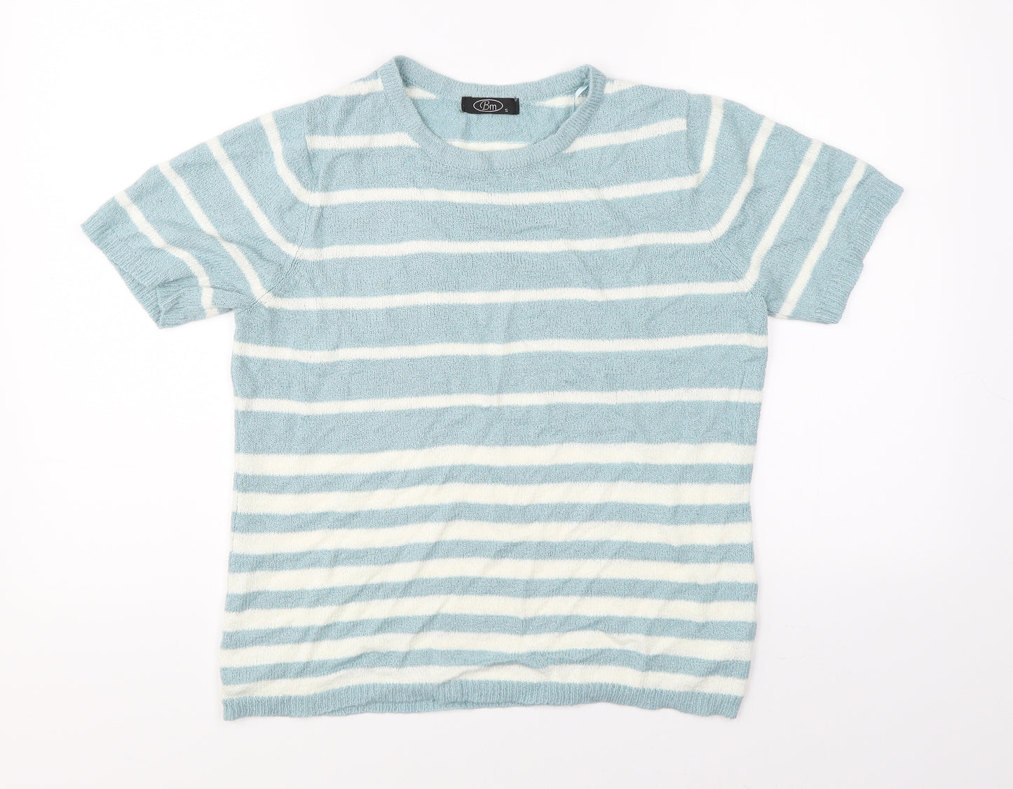 BM Womens Blue Striped  Basic Blouse Size S
