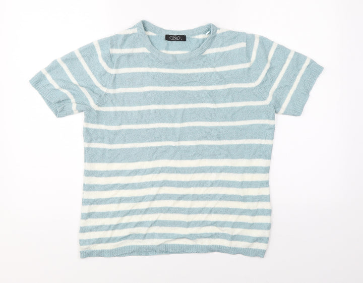 BM Womens Blue Striped  Basic Blouse Size S