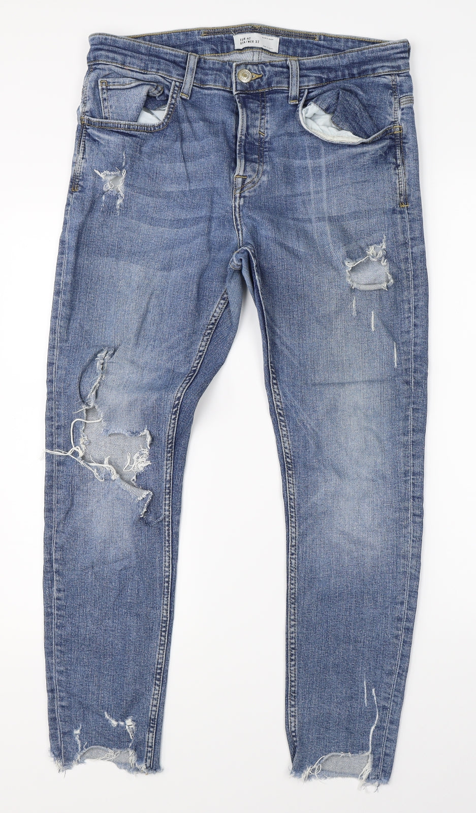 Zara Mens Blue  Denim Straight Jeans Size 32 L26 in