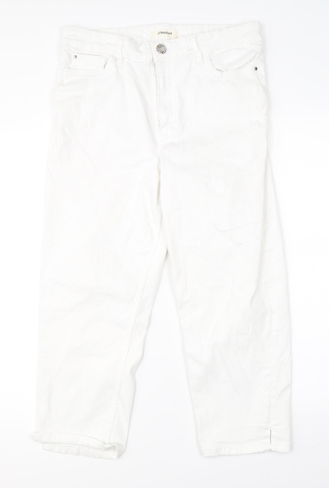 Marks & Spencer Womens White  Denim Straight Jeans Size 16 L21 in