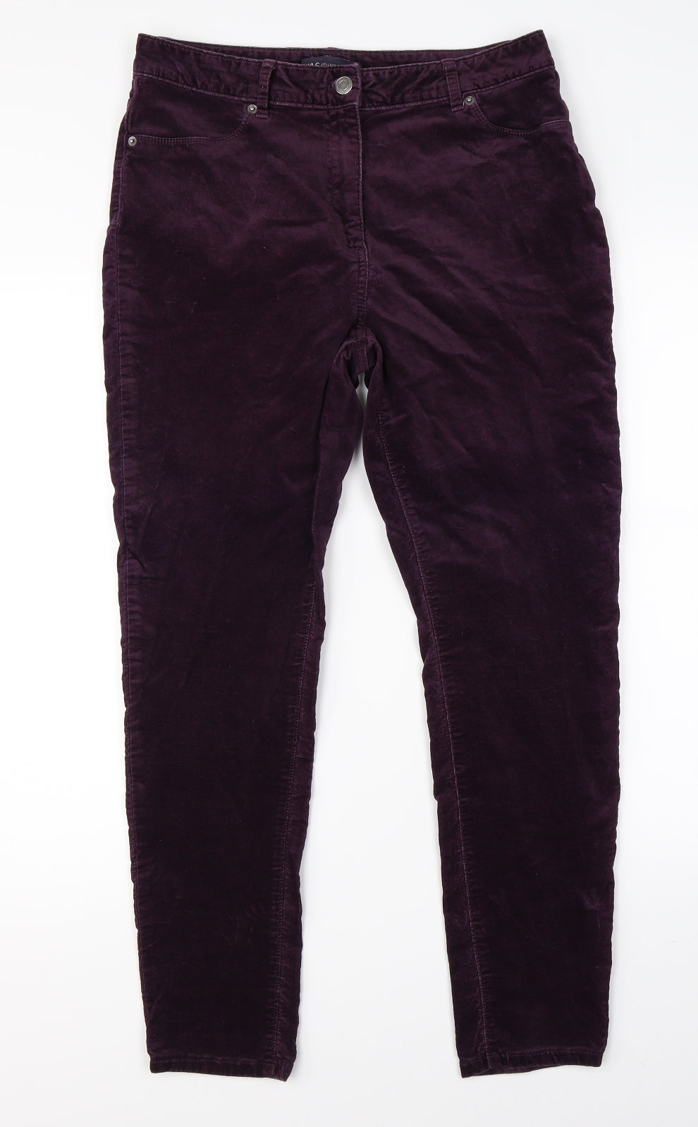 Marks & Spencer Womens Purple  Velvet Straight Jeans Size 14 L26 in