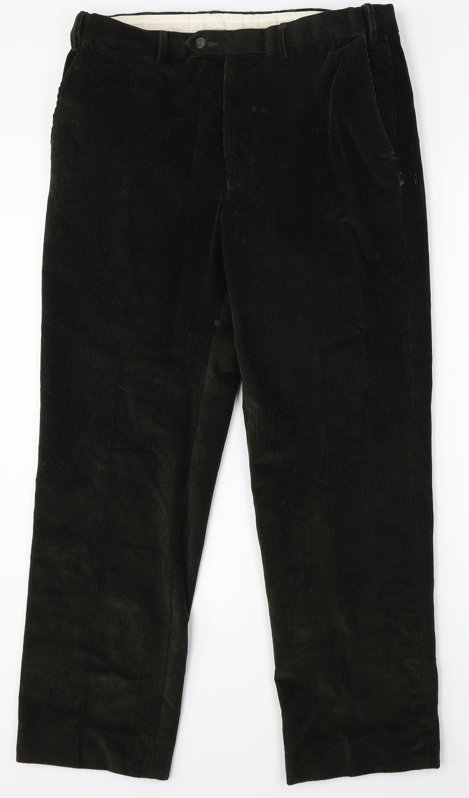 Marks & Spencer Mens Green  Corduroy Trousers  Size 36 L31 in