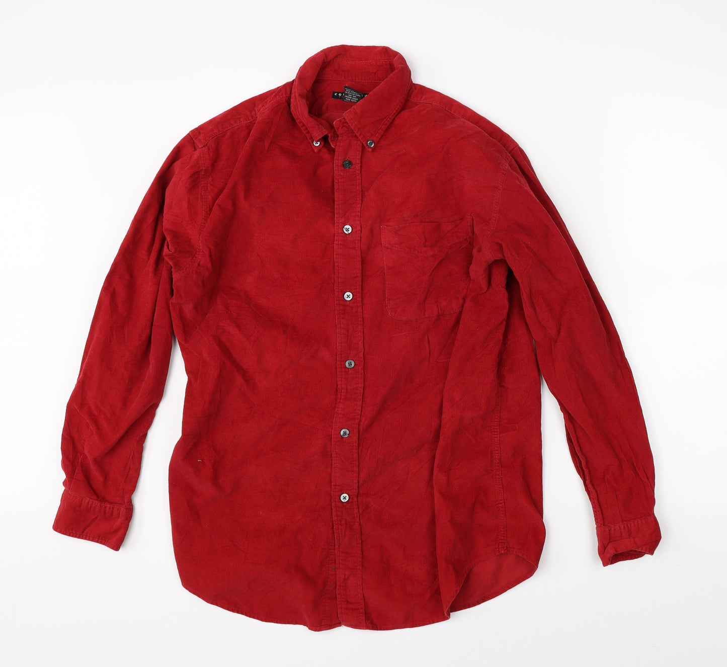Consensus Mens Red  Corduroy  Button-Up Size M