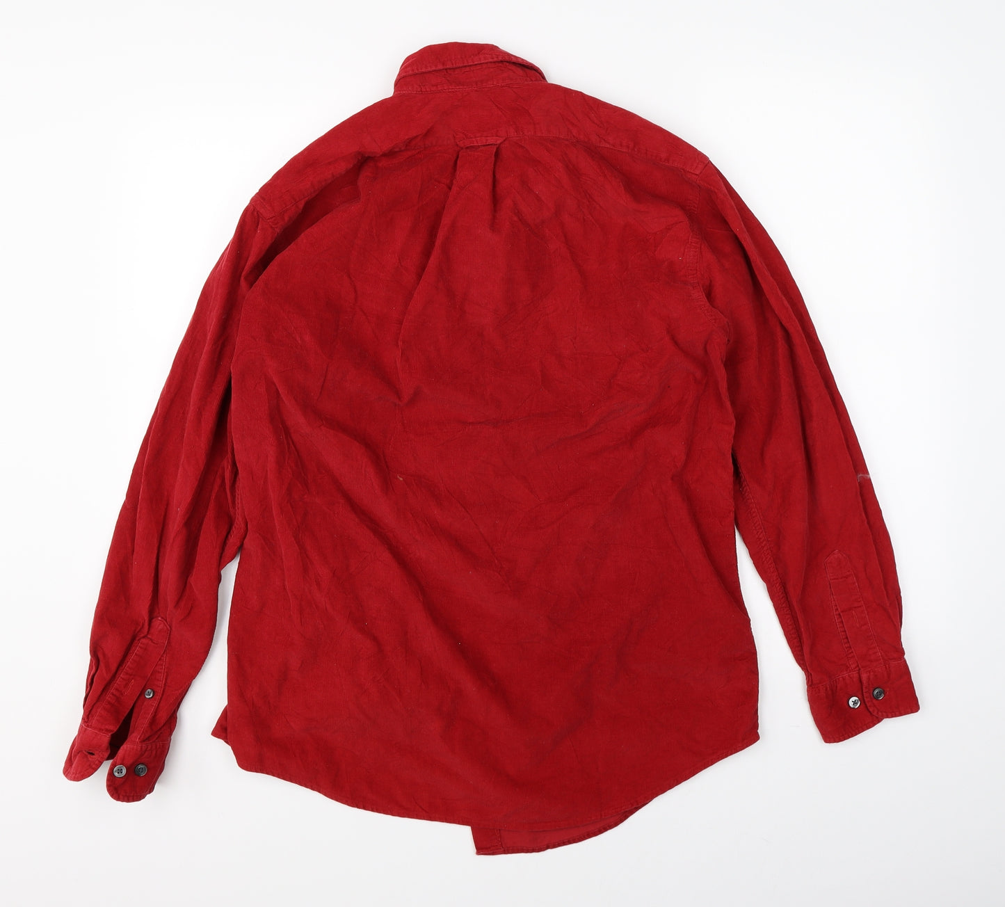 Consensus Mens Red  Corduroy  Button-Up Size M