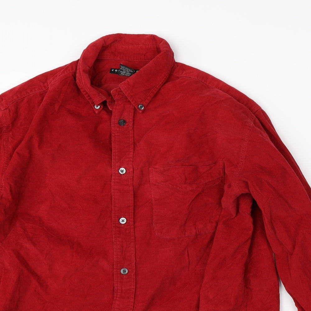 Consensus Mens Red  Corduroy  Button-Up Size M