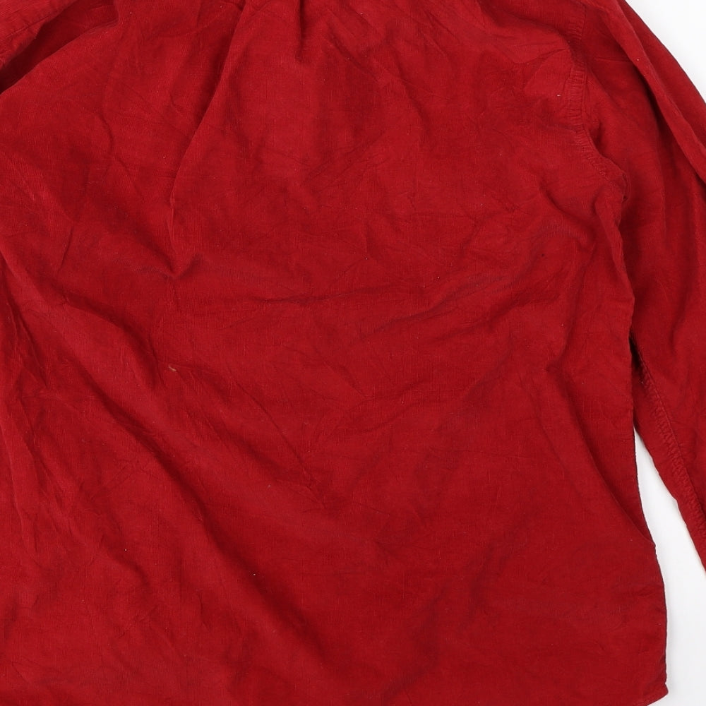 Consensus Mens Red  Corduroy  Button-Up Size M
