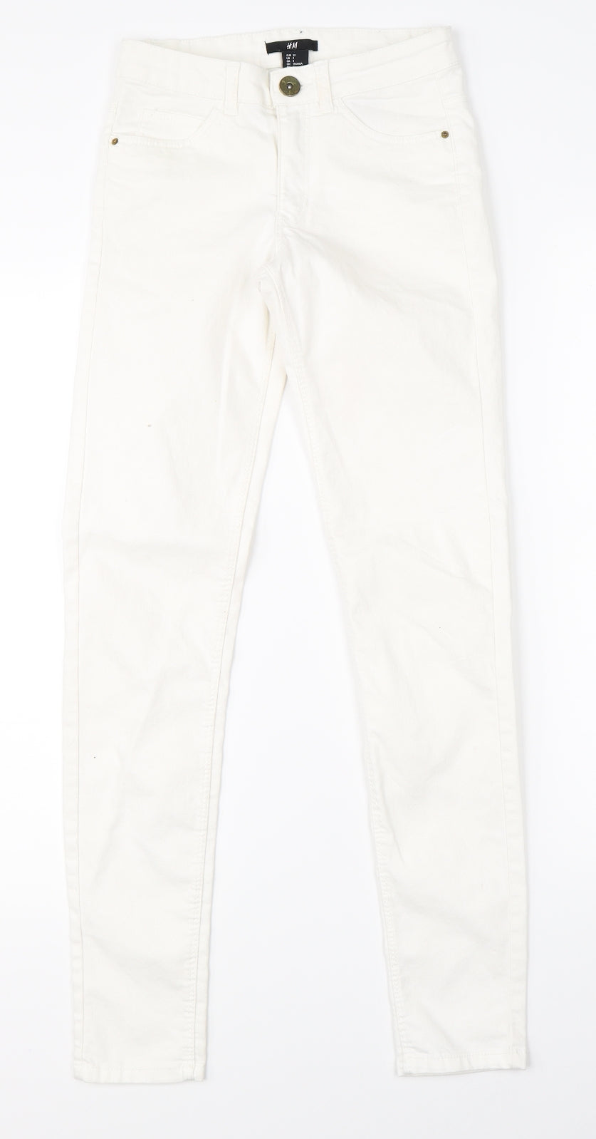 H&M Womens White  Denim Skinny Jeans Size 4 L27 in