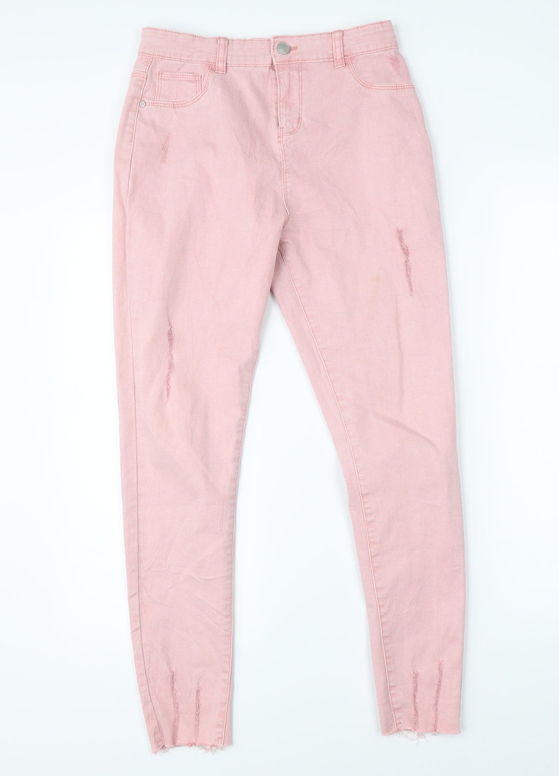 Preworn Girls Pink  Denim Skinny Jeans Size 14-15 Years