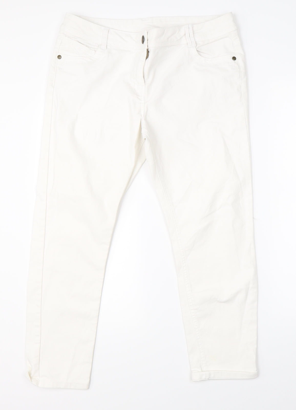 George Womens White  Denim Straight Jeans Size 14 L25 in