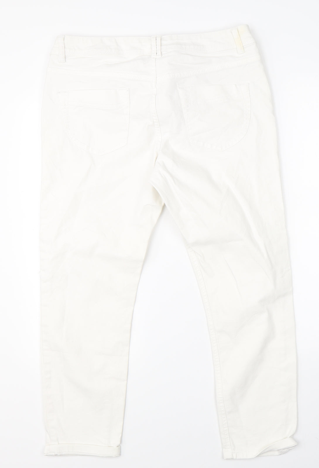 George Womens White  Denim Straight Jeans Size 14 L25 in