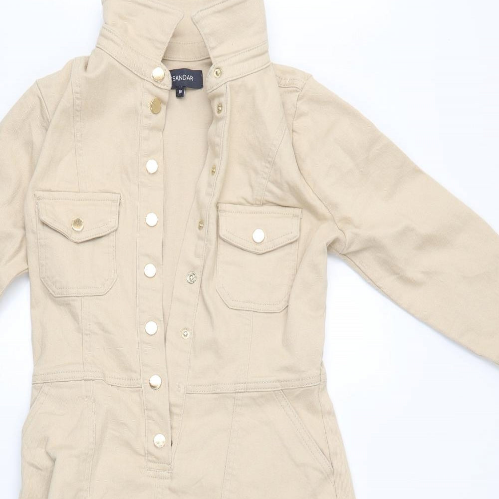 Sosandar Womens Beige  Denim Shirt Dress  Size 10