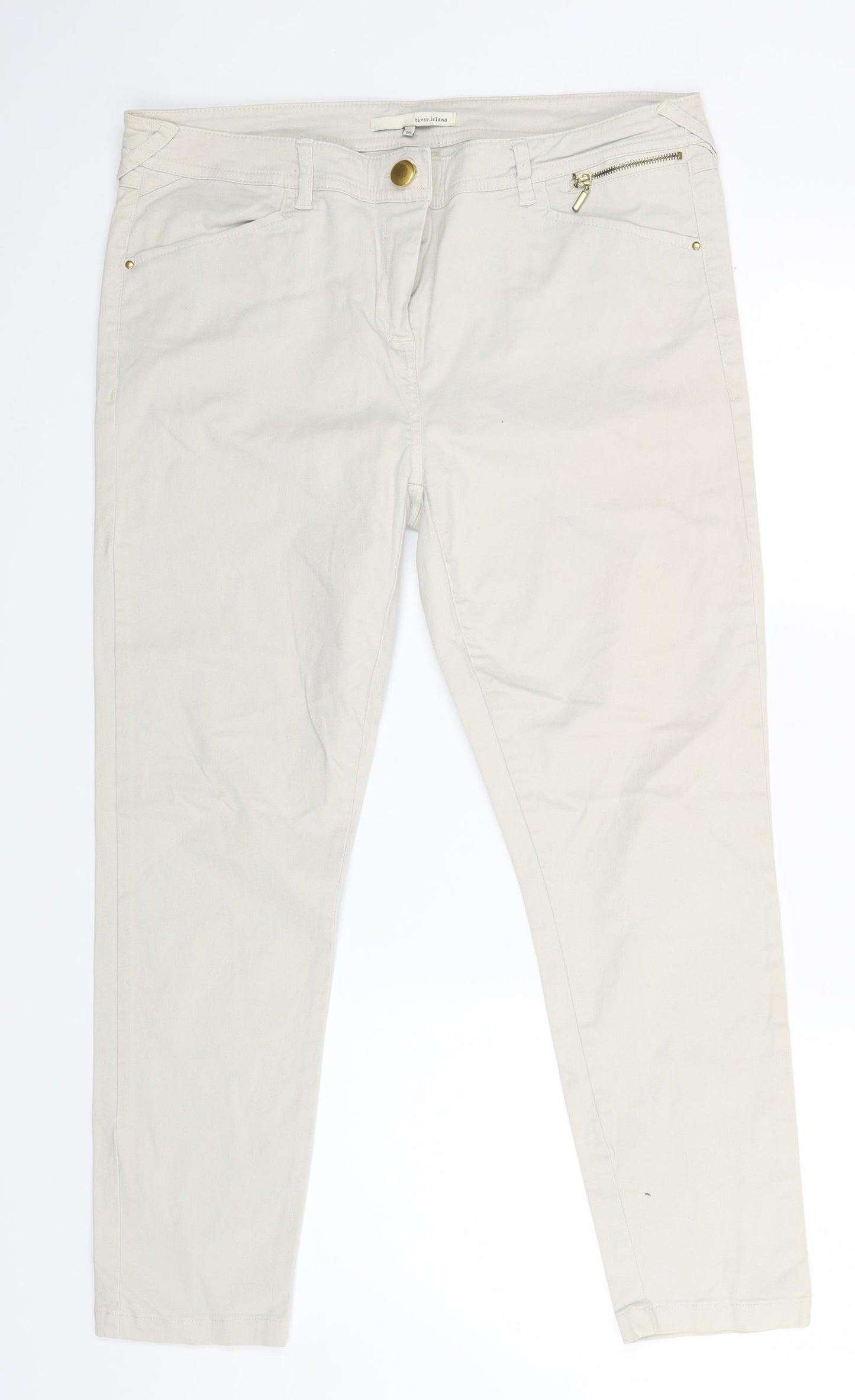 River Island Womens Beige   Straight Jeans Size 16 L26 in