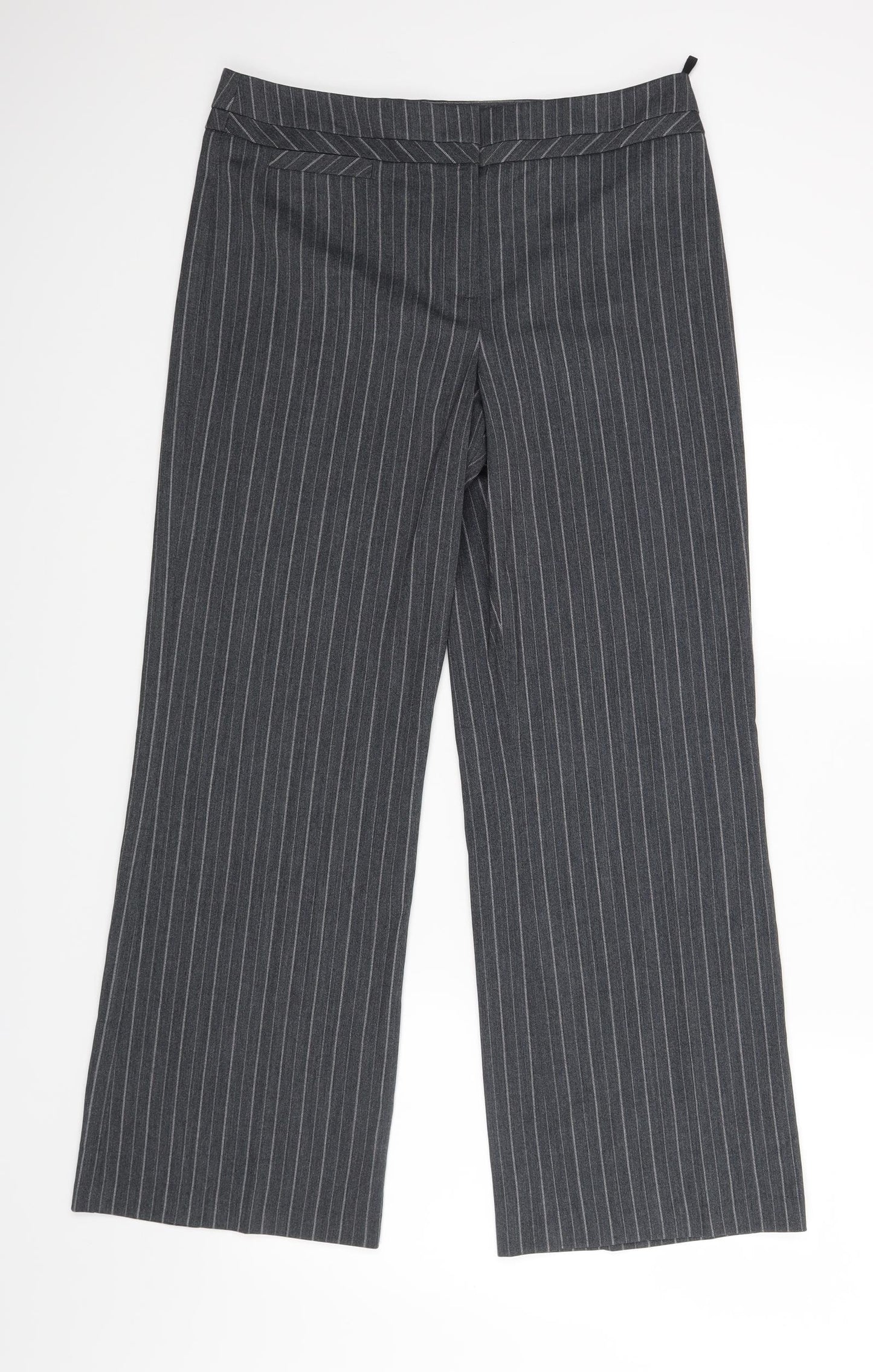 M&S Womens Grey Striped  Dress Pants Trousers Size 12 L26 in
