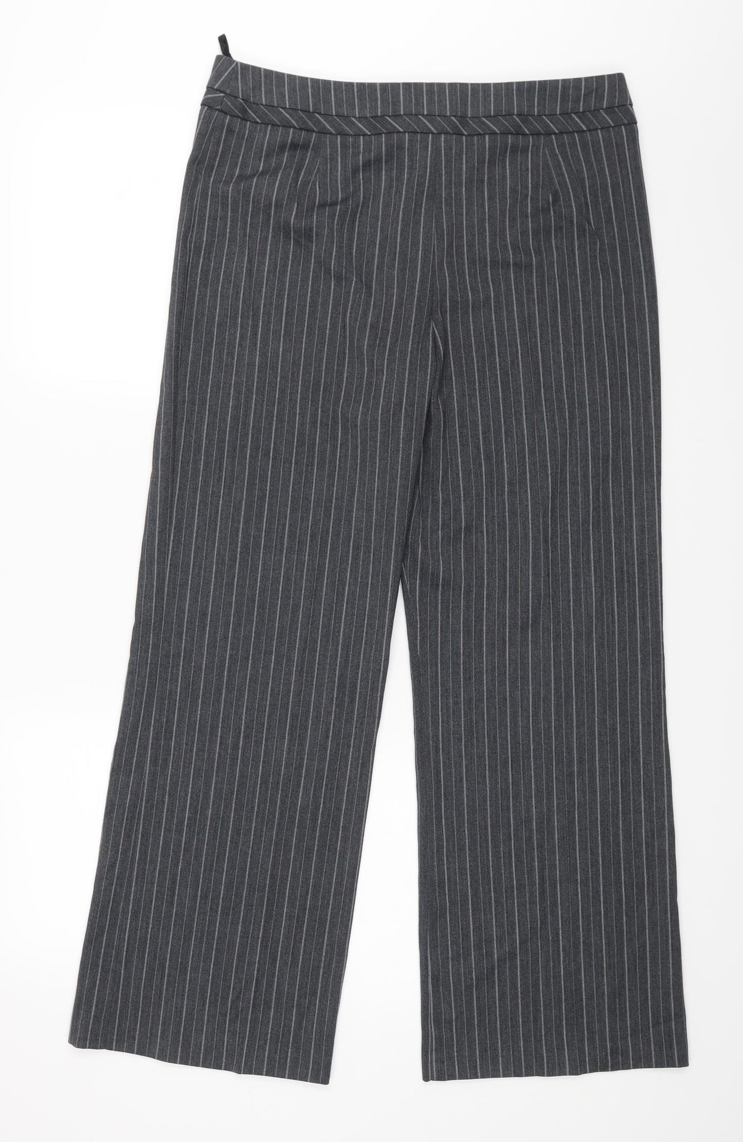 M&S Womens Grey Striped  Dress Pants Trousers Size 12 L26 in