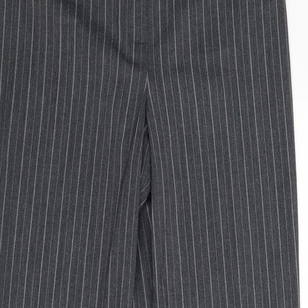 M&S Womens Grey Striped  Dress Pants Trousers Size 12 L26 in