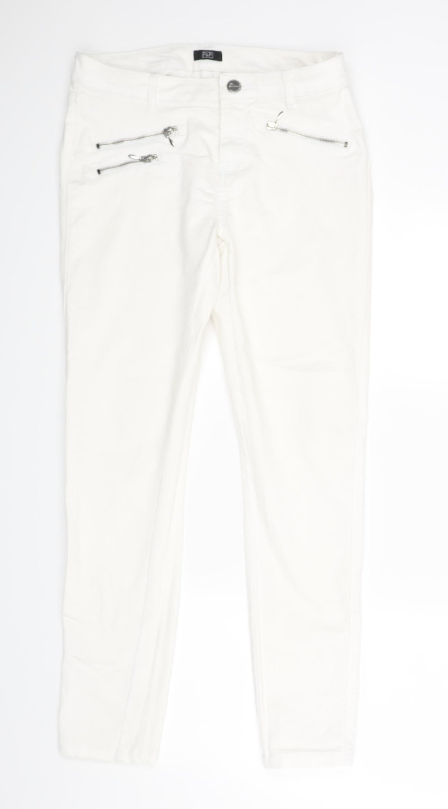 F&F Womens White   Straight Jeans Size 8 L28 in
