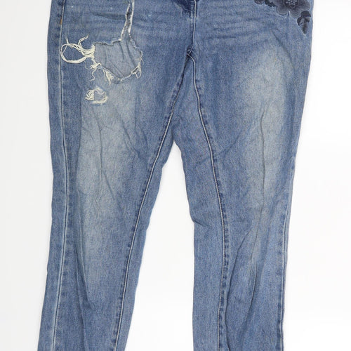 NEXT Womens Blue Floral  Straight Jeans Size 10 L27 in