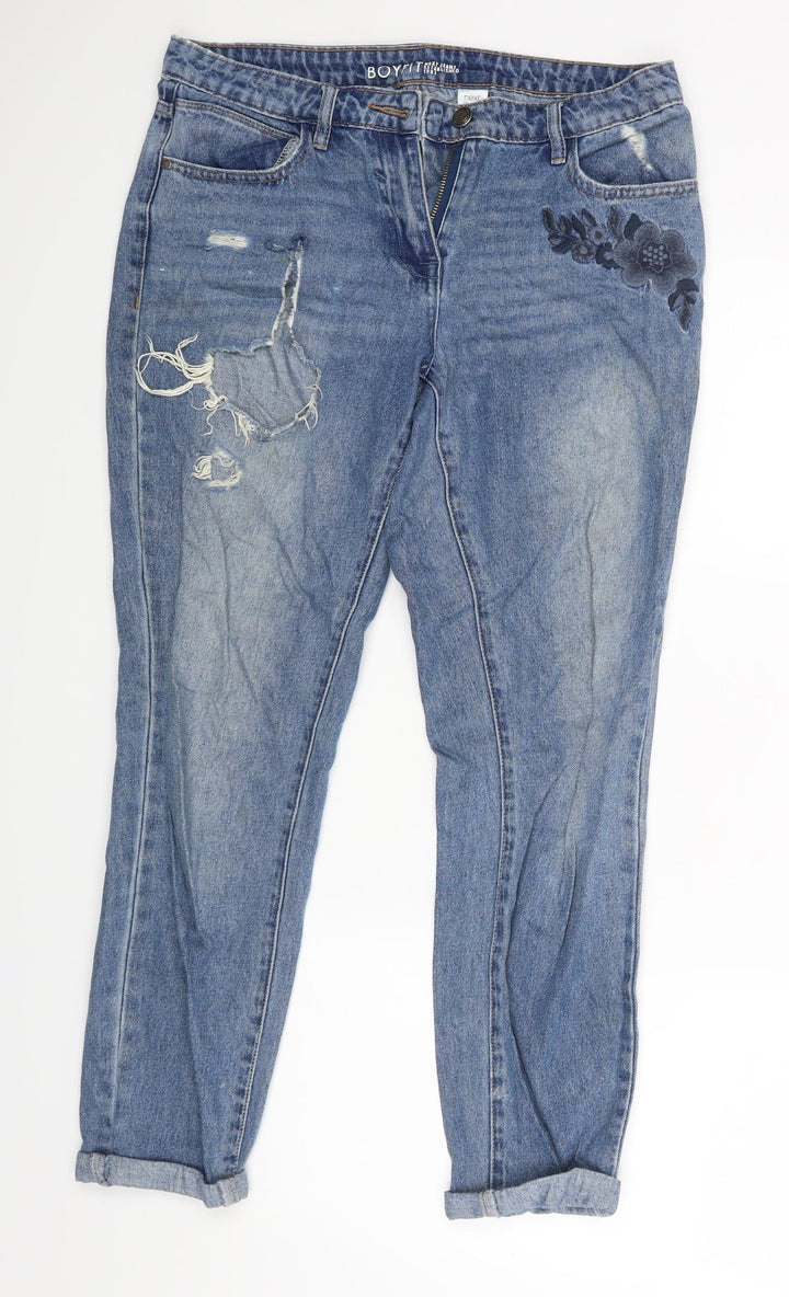 NEXT Womens Blue Floral Straight Jeans Size 10 L27 in