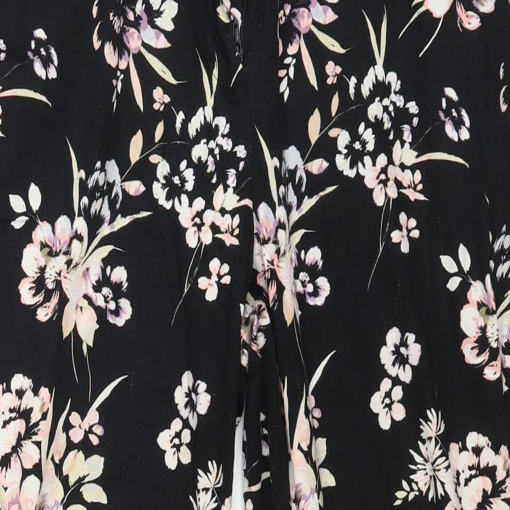 Atmosphere Womens Black Floral  Trousers  Size 14 L25 in