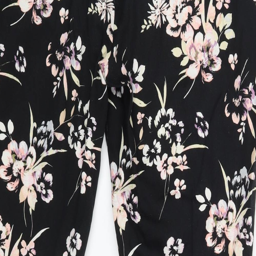 Atmosphere Womens Black Floral  Trousers  Size 14 L25 in