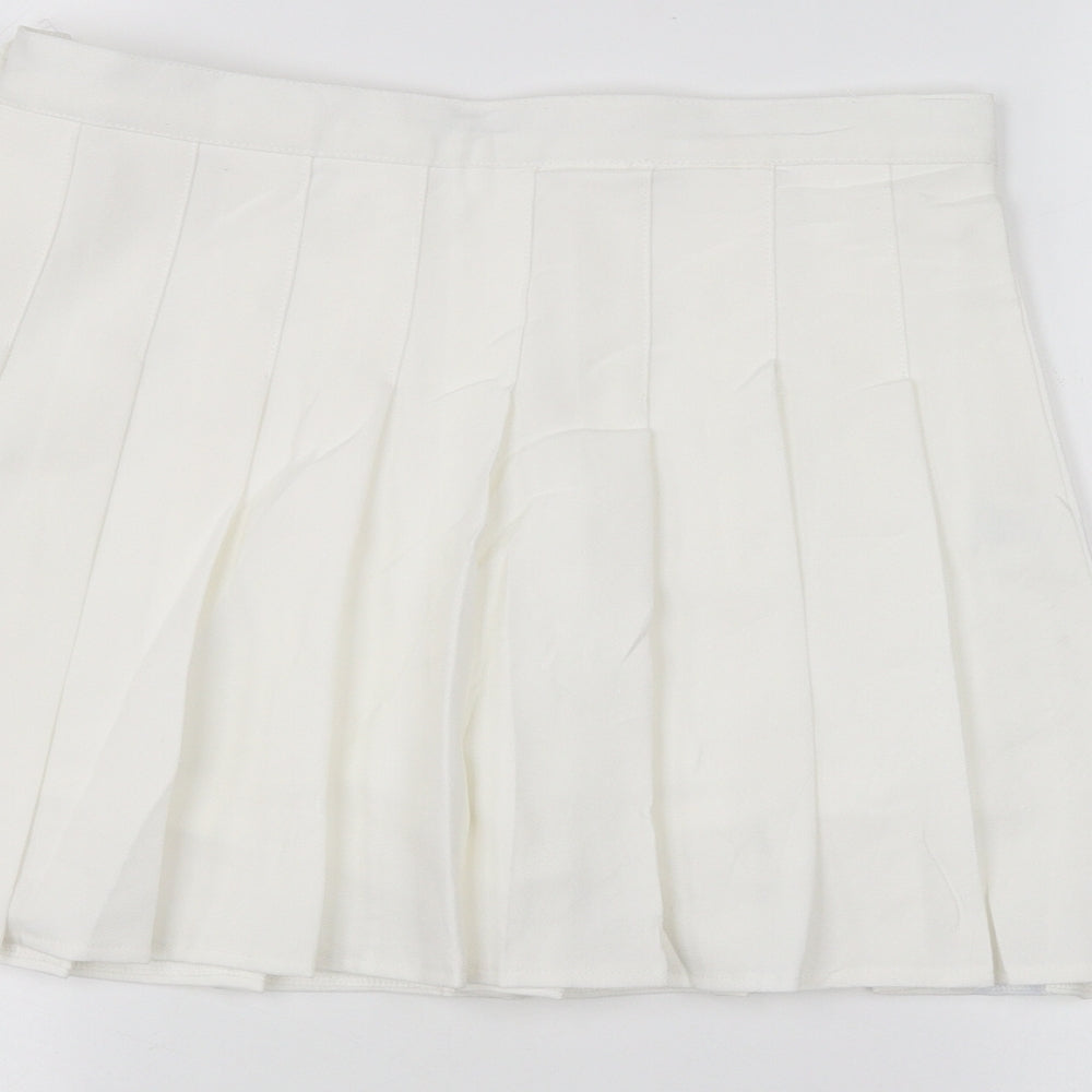 fashion&style Womens White   Pleated Skirt Size L