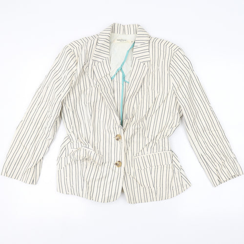 nice things Womens White Striped  Jacket  Size 12