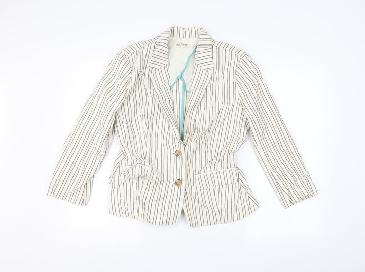 nice things Womens White Striped Jacket Size 12