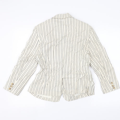 nice things Womens White Striped  Jacket  Size 12