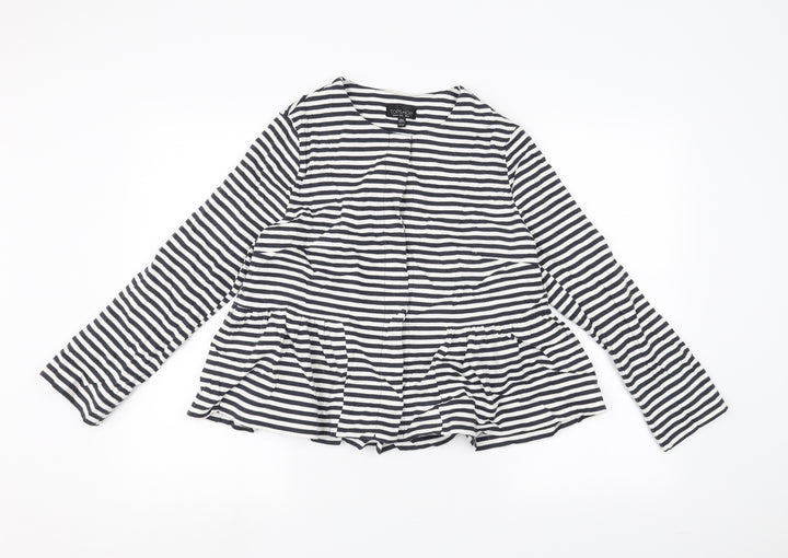 Topshop Womens White Striped  Pullover Jumper Size 12