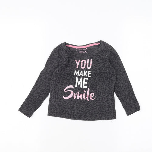 Primark Girls Black   Basic T-Shirt Size 2-3 Years