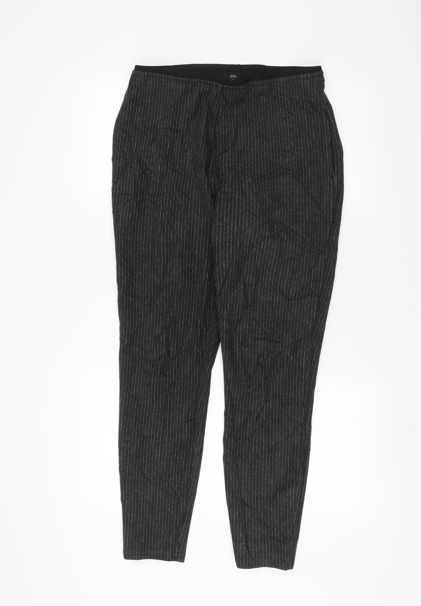 River Island Womens Black Striped  Trousers  Size 14 L25 in