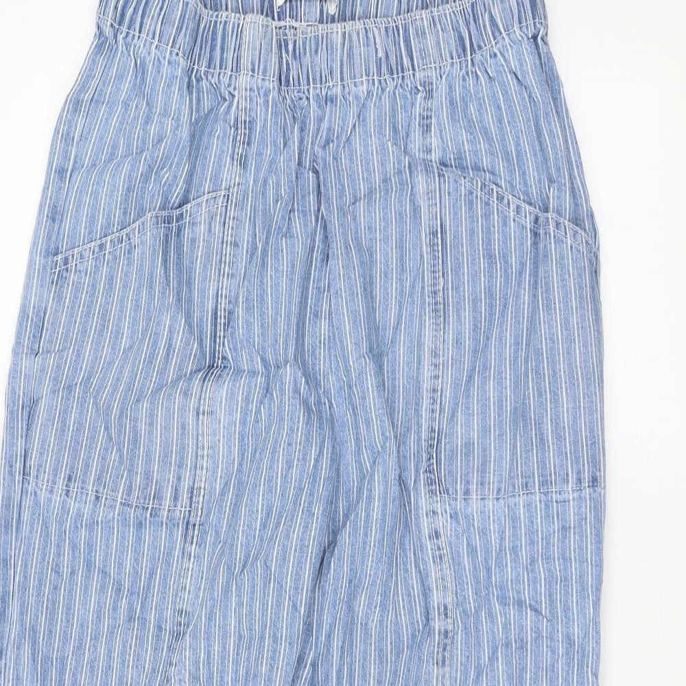 being casual Womens Blue Striped  Trousers  Size 14 L24 in